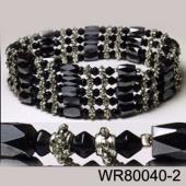 36inch Black Glass ,Alloy,Magnetic Wrap Bracelet Necklace All in One Set